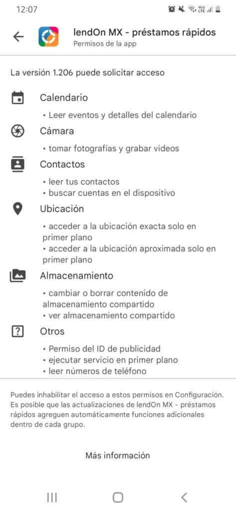 Permisos app android